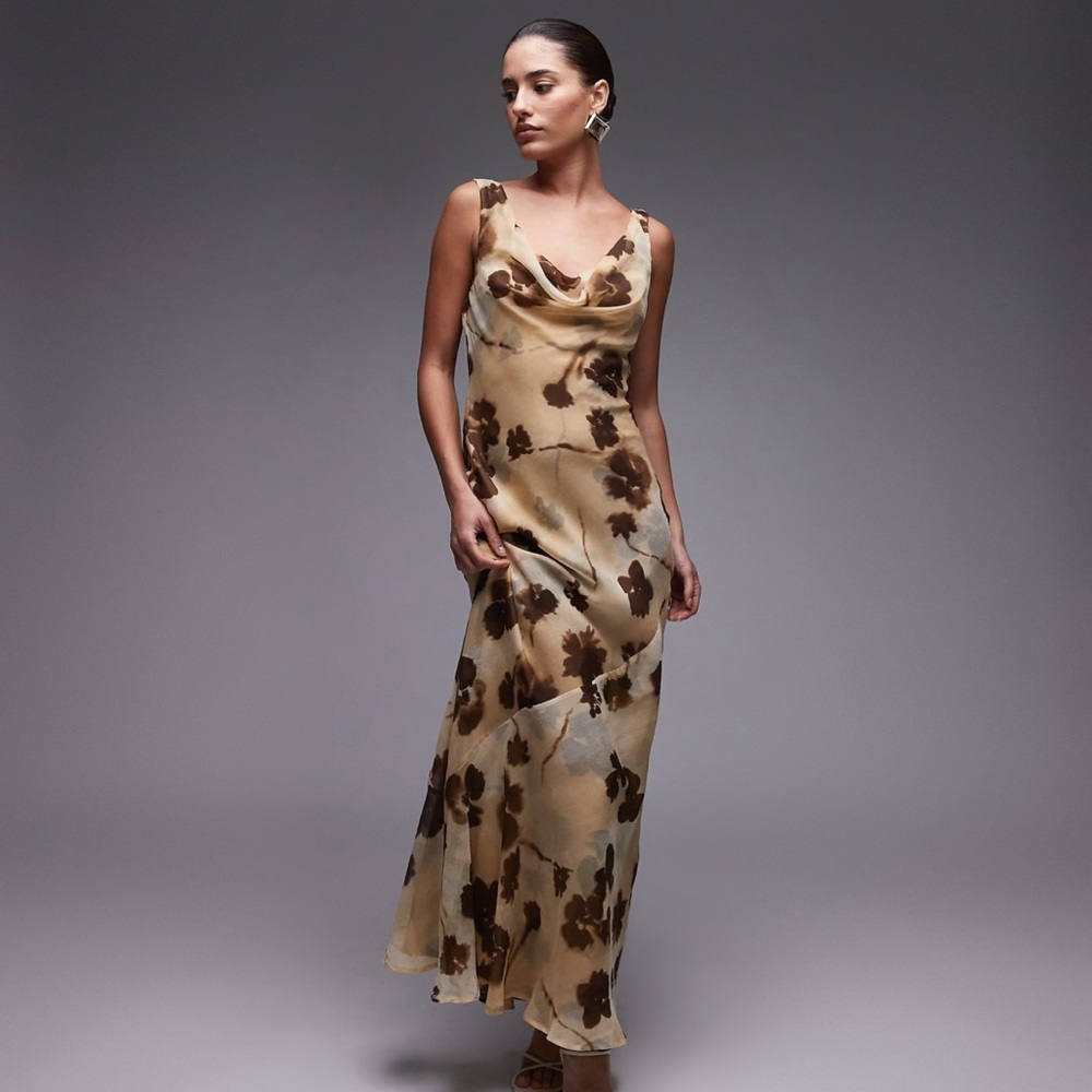 Topshop double layered cowl neck maxi dress